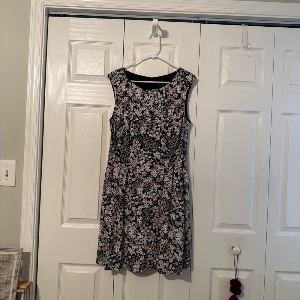 Connected Apparel Black and White Floral Mini Dress